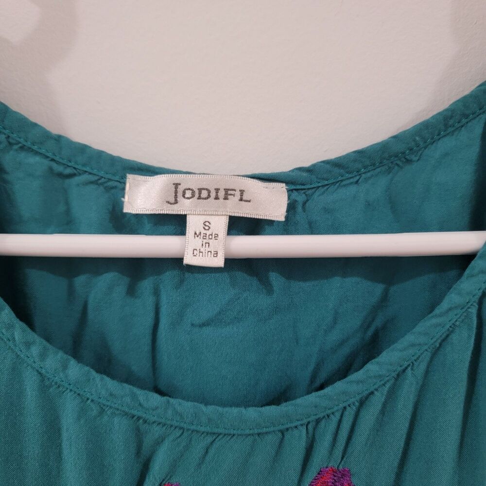 Jodifl Womens Mini Shirt Dress Size Small Embroidered Floral Boho Fairy Hippie - Picture 5 of 10